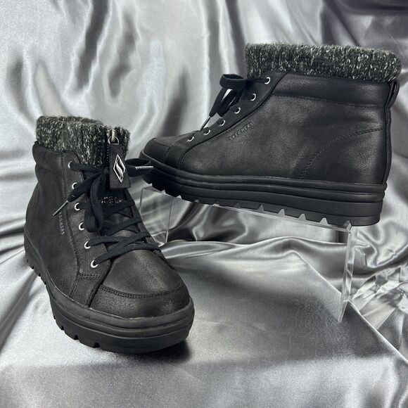 Skechers Women's 11 Boots Street Cleats Chill Days Chunky Black #167278 Winter - Picture 1 of 16